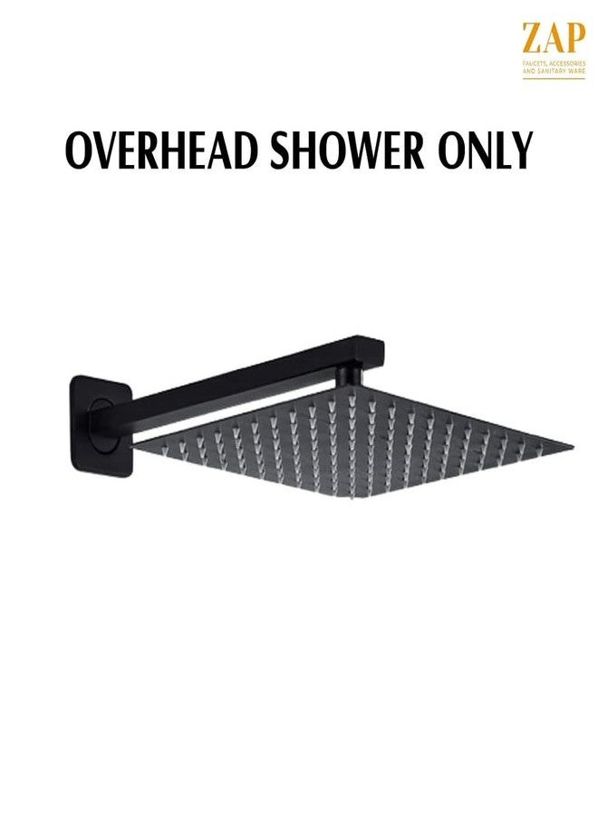 ZAP OHSQ89 360 Degree Rotation Black Square Wall Mounted Overhead Shower Stainless Steel | Anti-MIcrobial Silicon Nozzle | Ultra Thin & Lightweight Only Overhead Shower (6 Inch, Only Shower Head) - Image 2